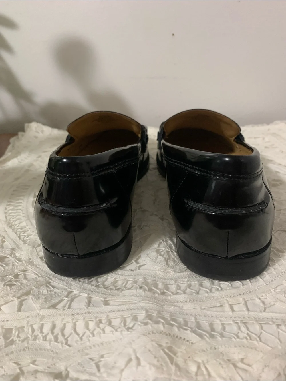 J. Crew Factory Women's Glossy Black Loafers with Gold Horsebit Accent Size 7